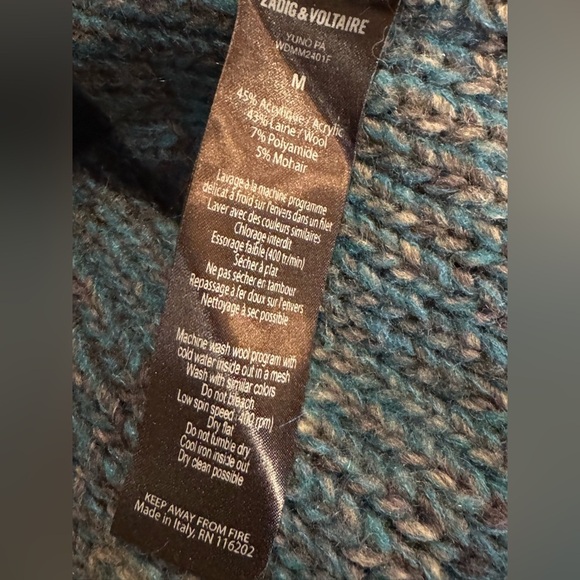 ZADIG & VOLTAIRE Yuno PA Cardigan Sweater Multicolor Wool Mohair Drape- medium - Picture 11 of 11